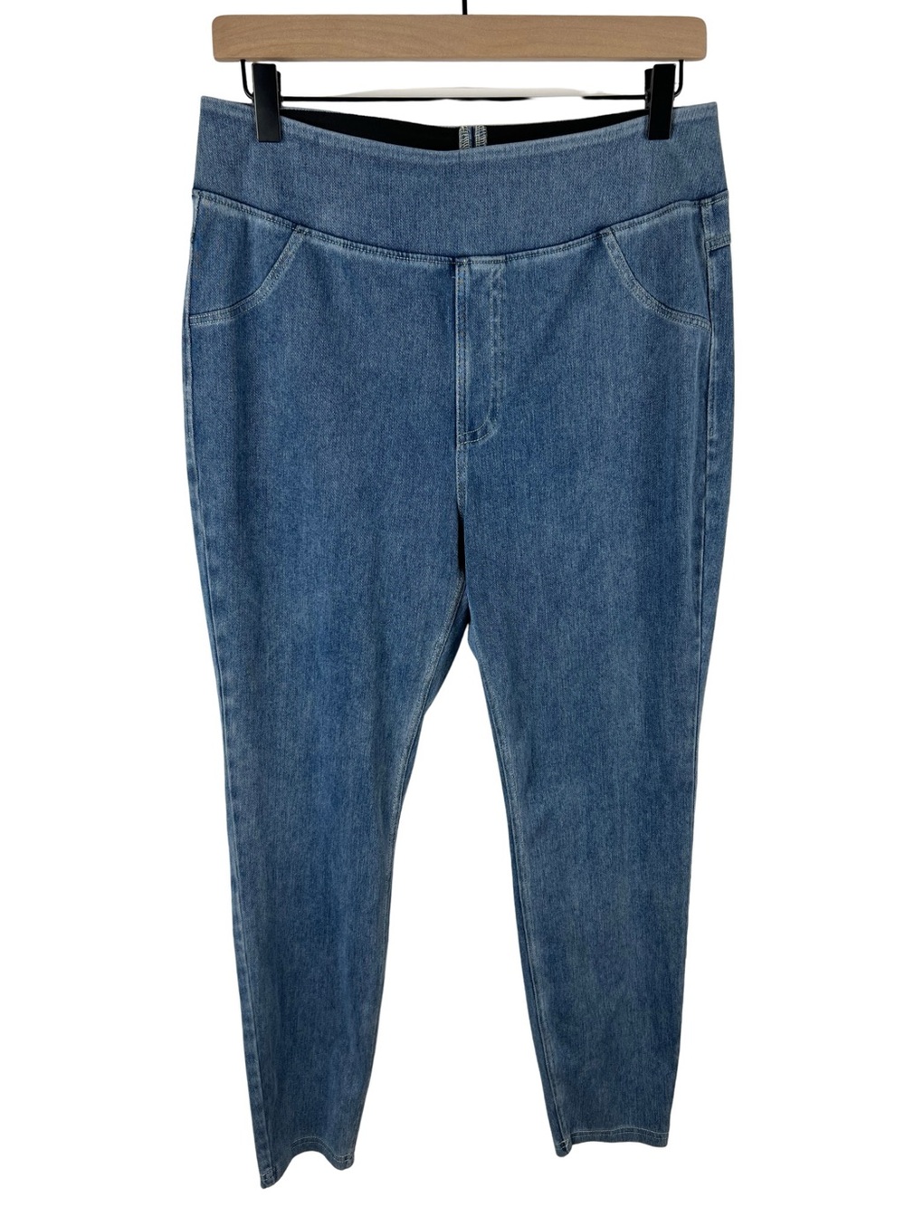 Halara Flex High Waisted Pocket Denim Casual Leggings  Blue Large 7/8